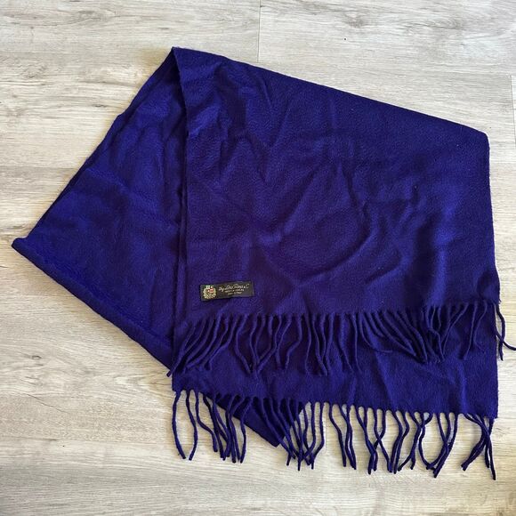 Loro Piana 100% Cashmere Oversized Finge Scarf Deep Intense Purple